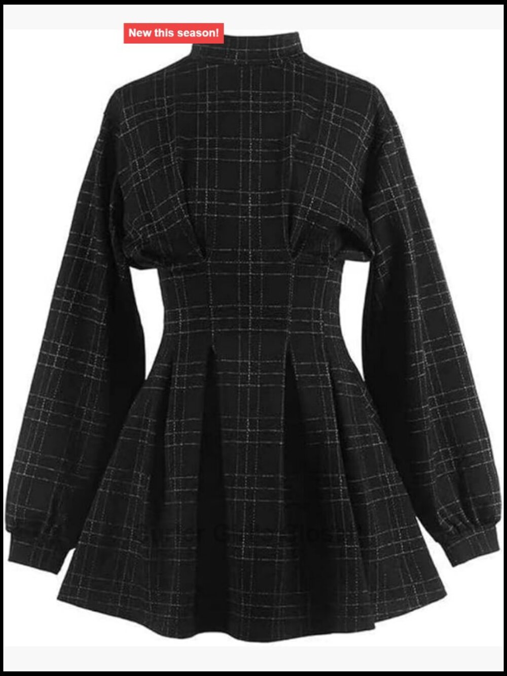 Gothic Plaid Mini Dress Long Sleeve Ruffle